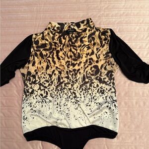 bebe Animal Print Bodysuit with Black Accents
